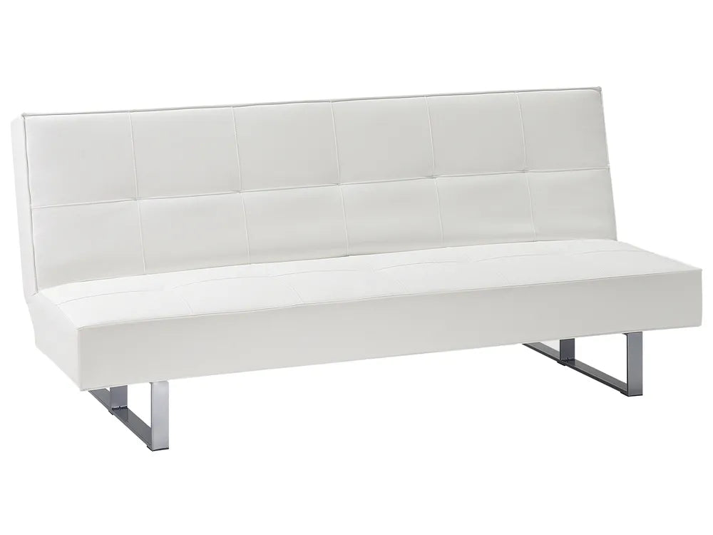 Sofa Bed 3 Seater Faux Leather White Artina