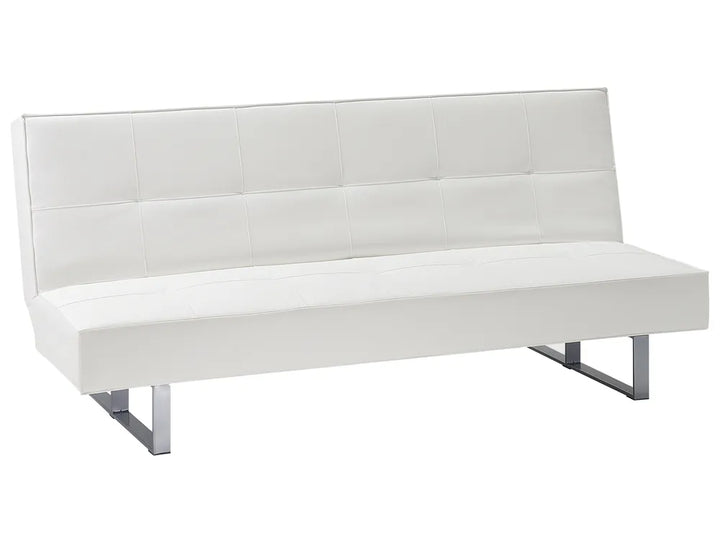 Sofa Bed 3 Seater Faux Leather White Artina