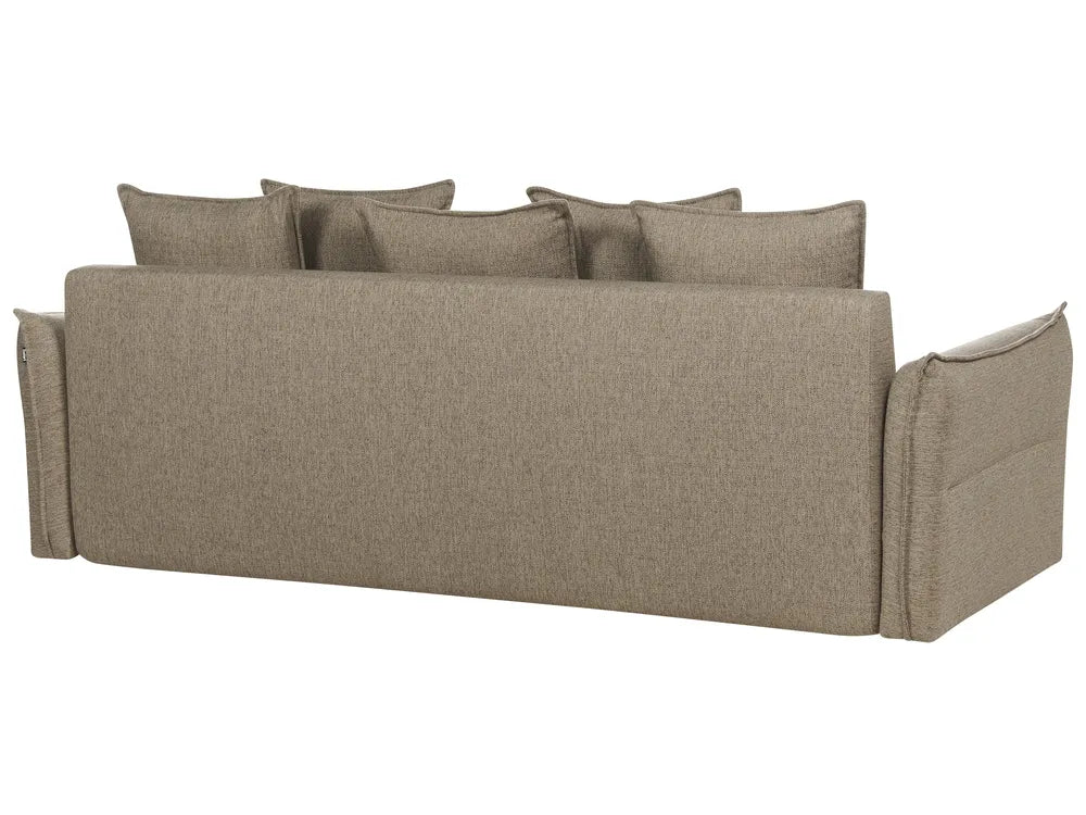 Sofa Bed 3 Seater Fabric Brown with Storage Gilba