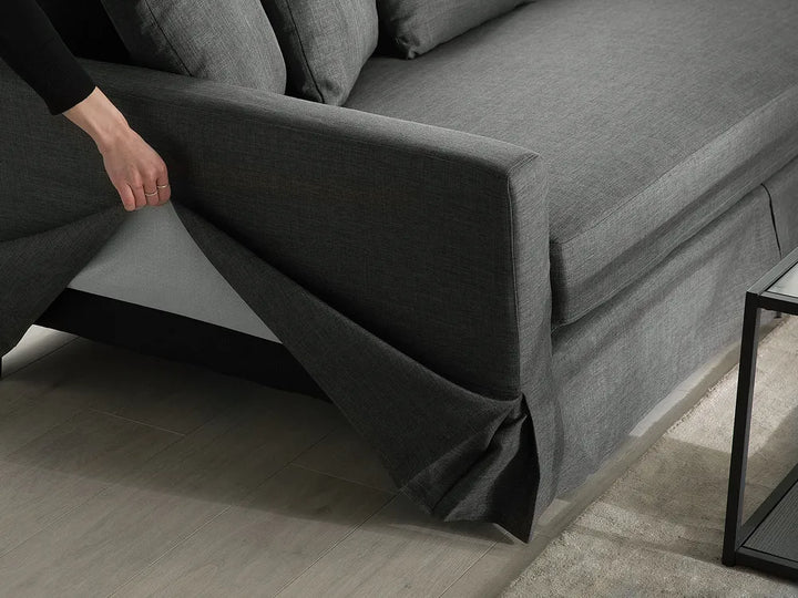 Sofa 3 Seater Fabric Dark Grey Glory
