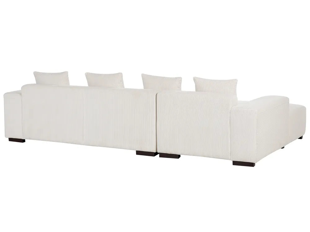 Corner Sofa 4 Seater Corduroy Off-White Right Hand Lecanto