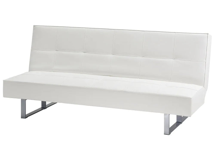 Sofa Bed 3 Seater Faux Leather White Artina