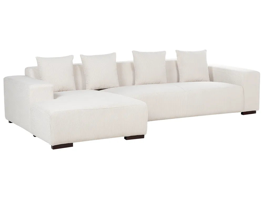 Corner Sofa 4 Seater Corduroy Off-White Right Hand Lecanto