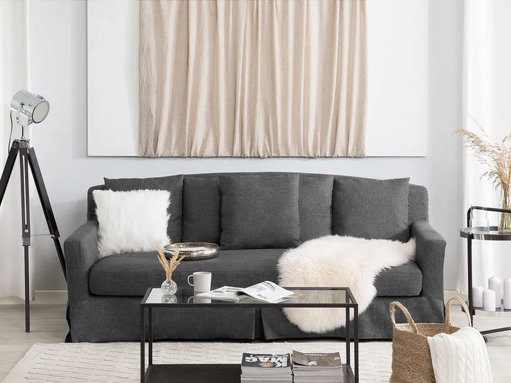 Sofa 3 Seater Fabric Dark Grey Glory