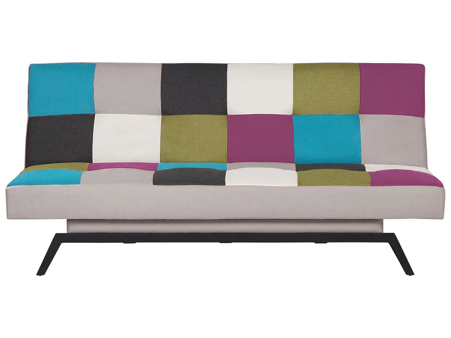 Multicolour fabric 3 seater sofa bed with modern design and steel legs