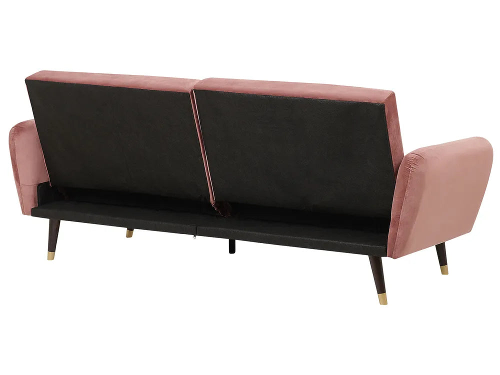 Sofa Bed 3 Seater Velvet Pink Winston