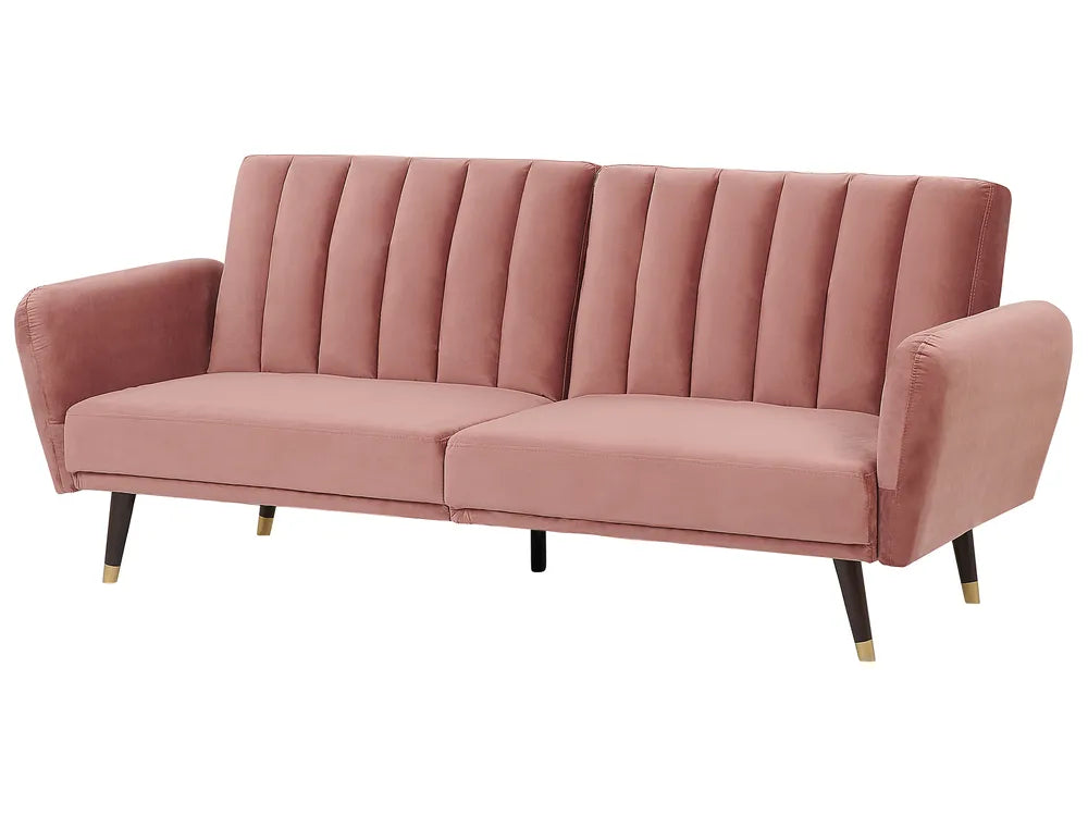 Sofa Bed 3 Seater Velvet Pink Winston