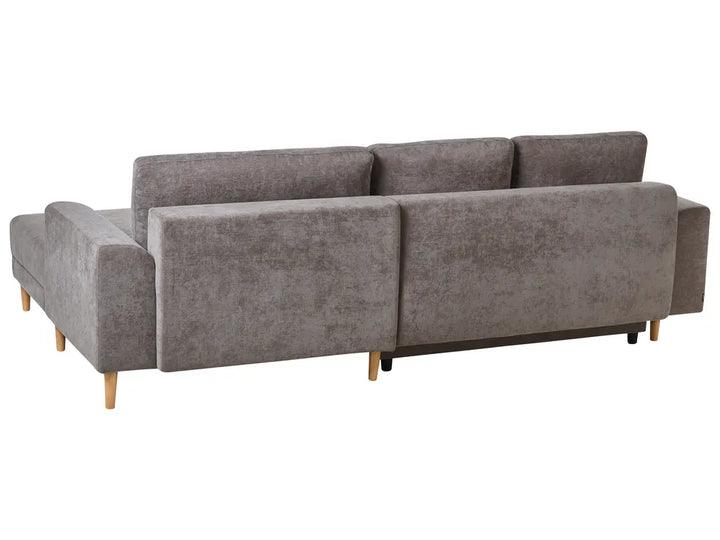 Corner Sofa Bed 3 Seater Chenille Taupe with Storage Left Hand Keshvi
