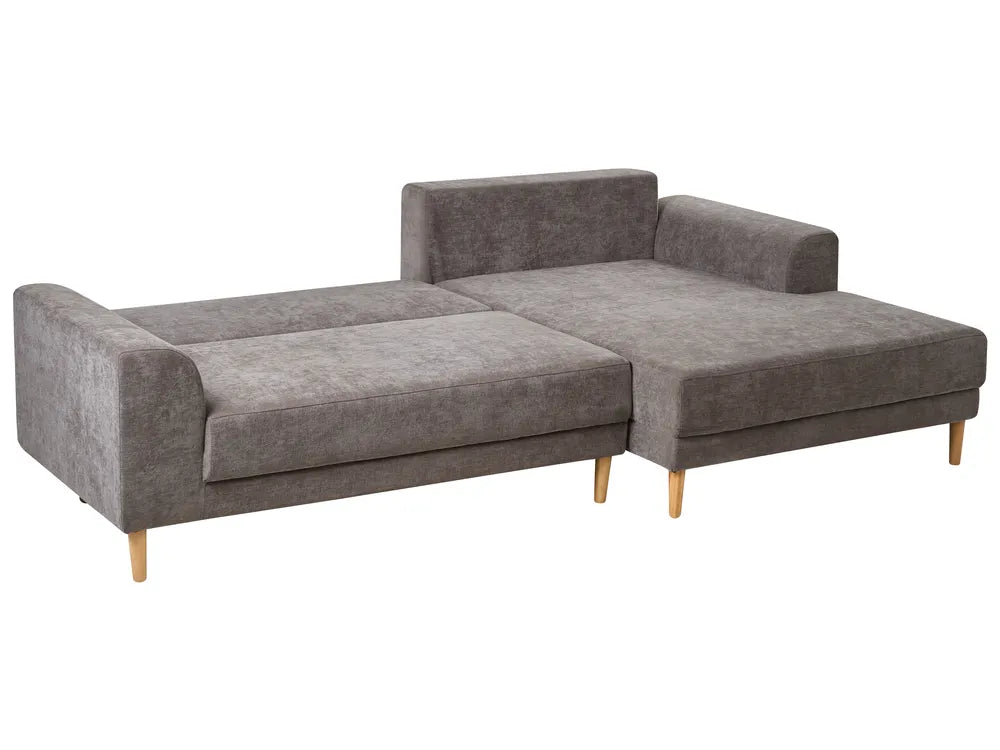 Corner Sofa Bed 3 Seater Chenille Taupe with Storage Left Hand Keshvi