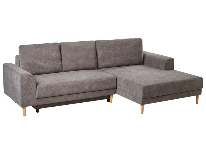 Corner Sofa Bed 3 Seater Chenille Taupe with Storage Left Hand Keshvi