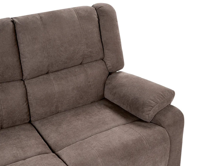 Electric Recliner Corner Sofa 5 Seater Fabric Brown with USB Port Left Hand Mailina