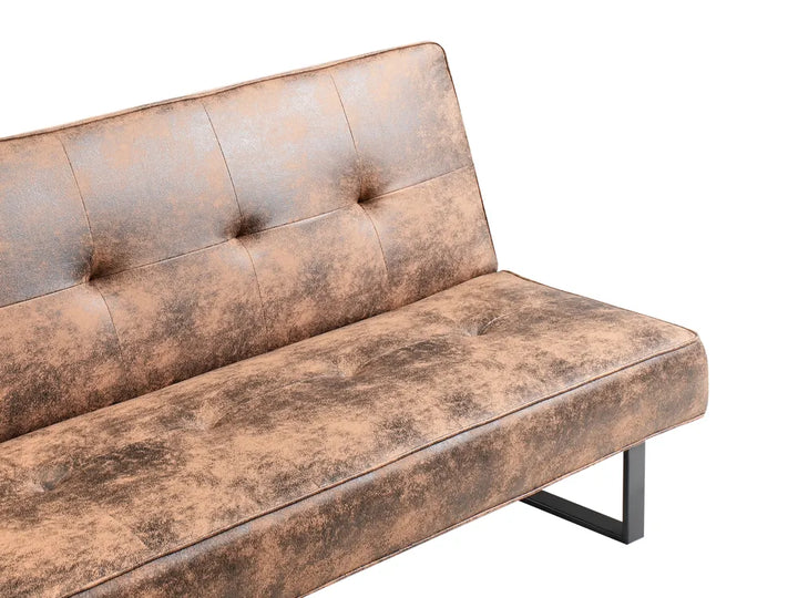 Sofa Bed 3 Seater Faux Leather Golden Brown Artina