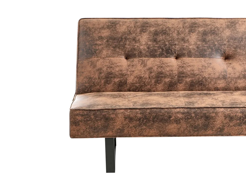 Sofa Bed 3 Seater Faux Leather Golden Brown Artina