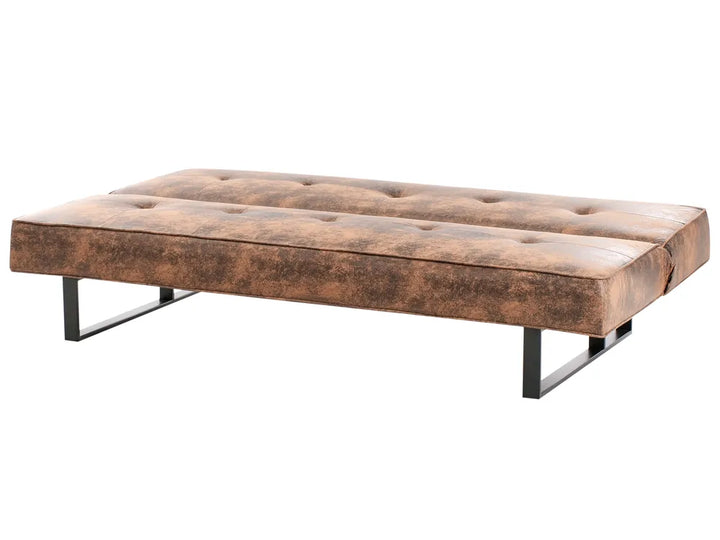 Sofa Bed 3 Seater Faux Leather Golden Brown Artina