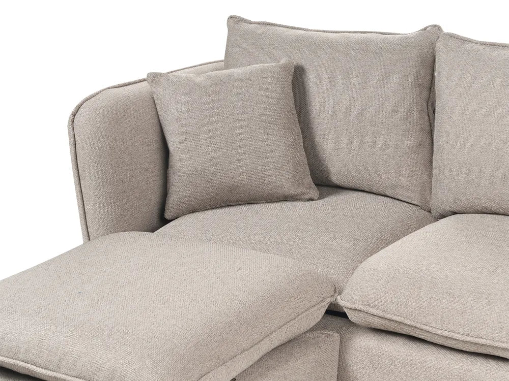 Sofa 3 Seater Fabric Light Brown with Ottoman Lilianah