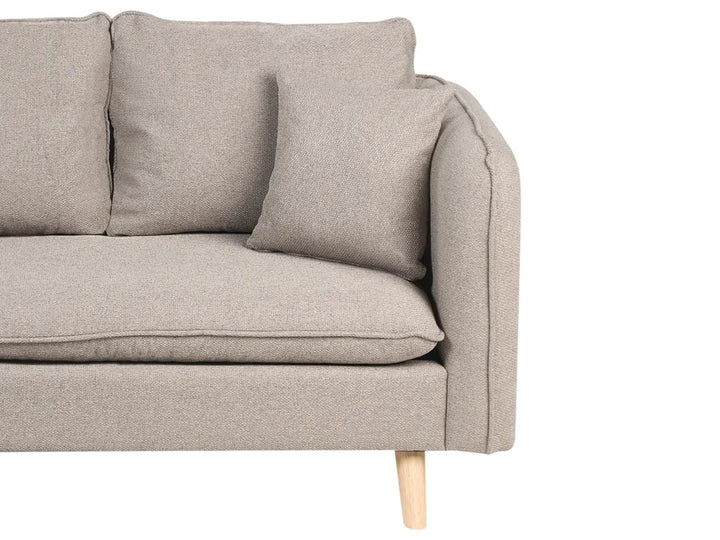 Sofa 3 Seater Fabric Light Brown with Ottoman Lilianah