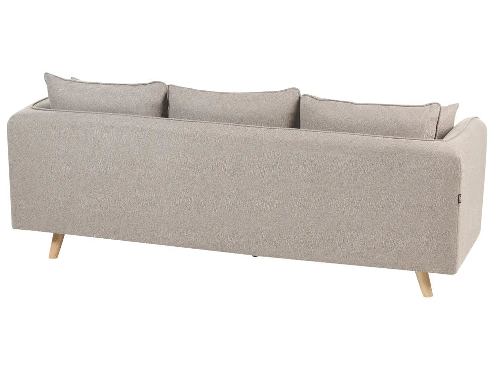 Sofa 3 Seater Fabric Light Brown with Ottoman Lilianah