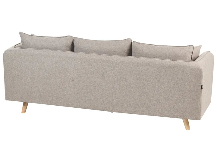 Sofa 3 Seater Fabric Light Brown with Ottoman Lilianah