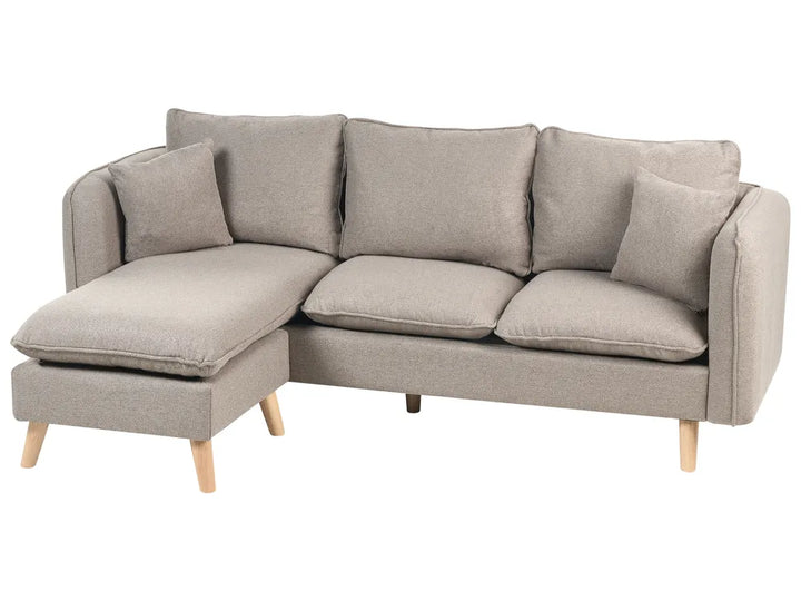 Sofa 3 Seater Fabric Light Brown with Ottoman Lilianah