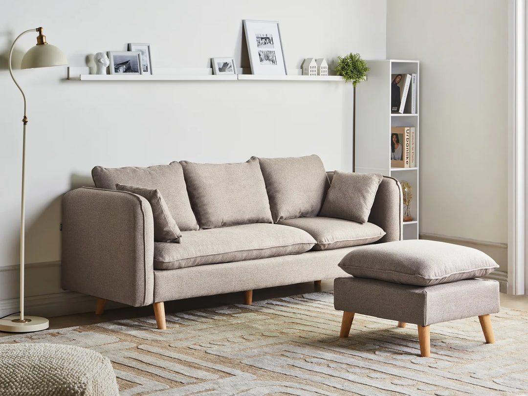 Modern 3 seater sofa with matching ottoman