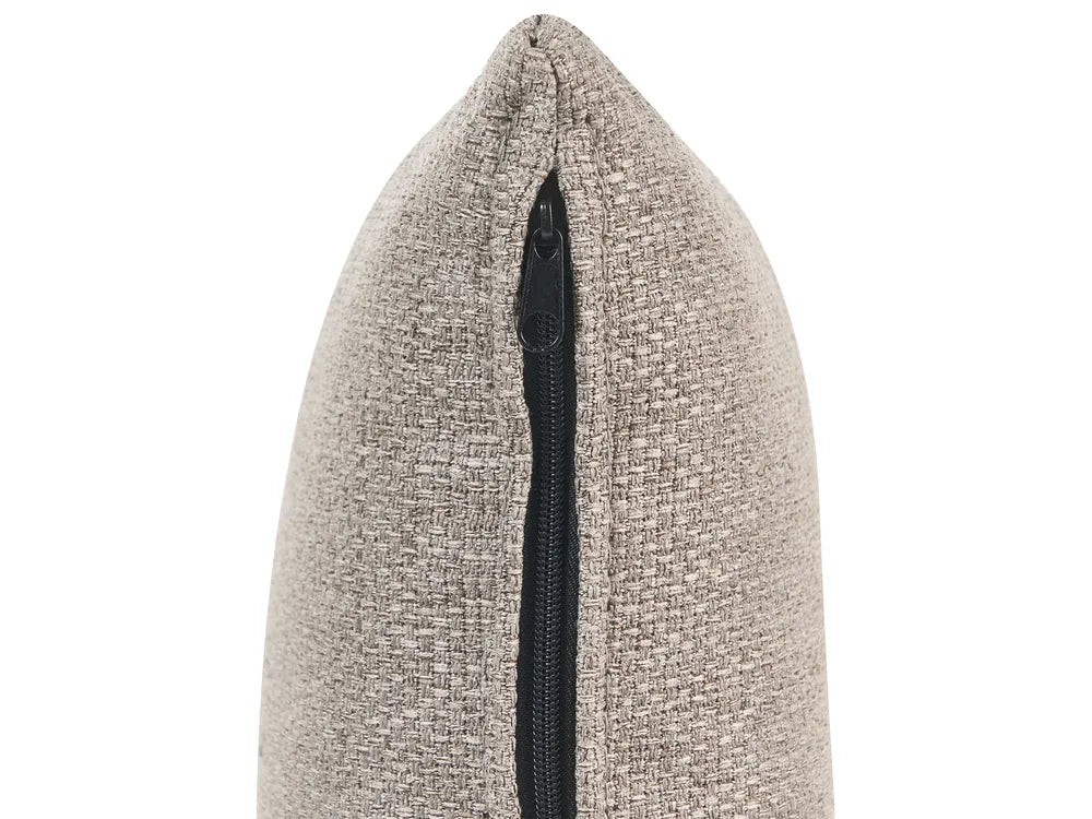 Sofa 3 Seater Fabric Light Brown with Ottoman Lilianah