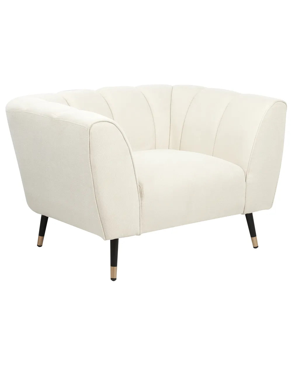 White armchair with black legs on a white background