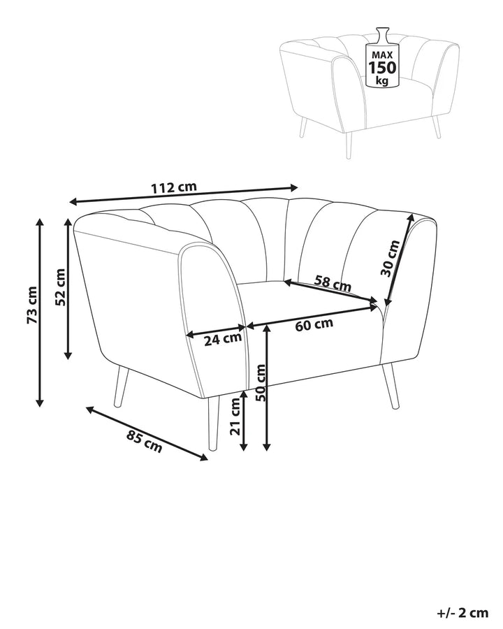 Armchair Fabric Light Beige Anwella
