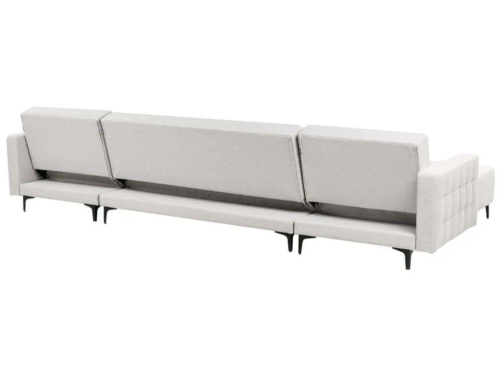 Modular U-Shape Sofa Bed 5 Seater Fabric Light Grey Denby