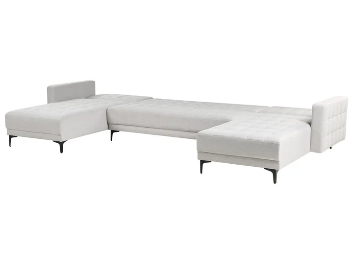 Modular U-Shape Sofa Bed 5 Seater Fabric Light Grey Denby