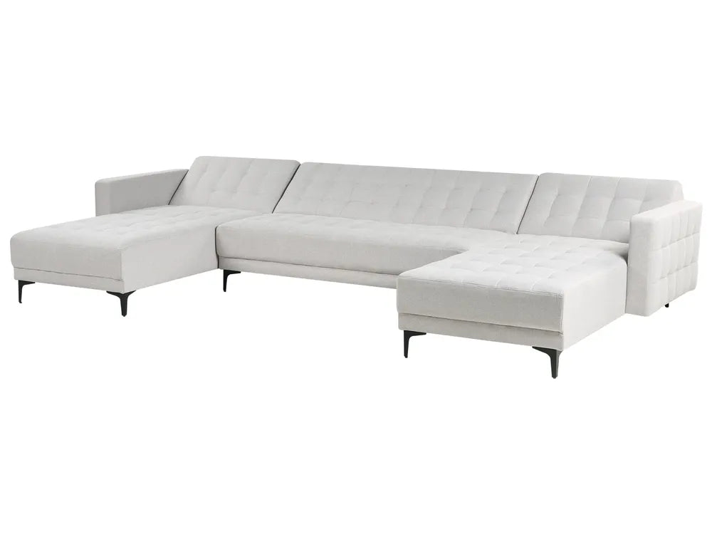 Modular U-Shape Sofa Bed 5 Seater Fabric Light Grey Denby