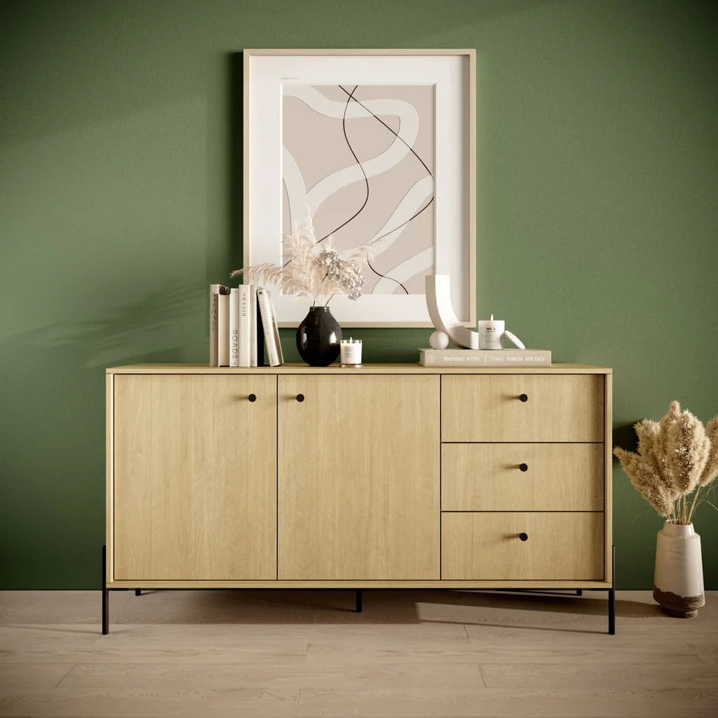 Sideboard Cabinet 157cm [Drawers] Scandi Oak Scandi