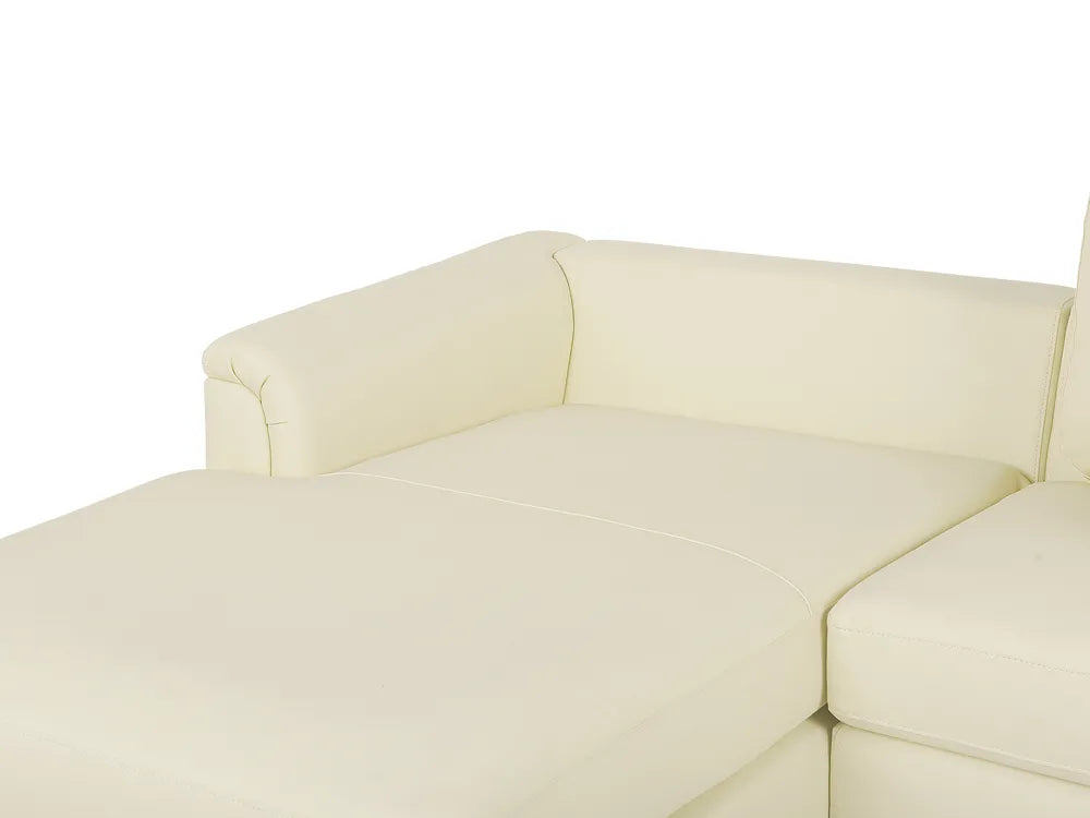 Corner Sofa 4 Seater Leather Light Beige Right Hand Thremo