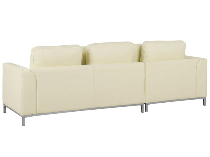 Corner Sofa 4 Seater Leather Light Beige Right Hand Thremo