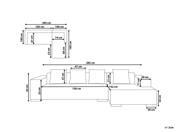Corner Sofa 4 Seater Boucle White Left Hand Lecanto