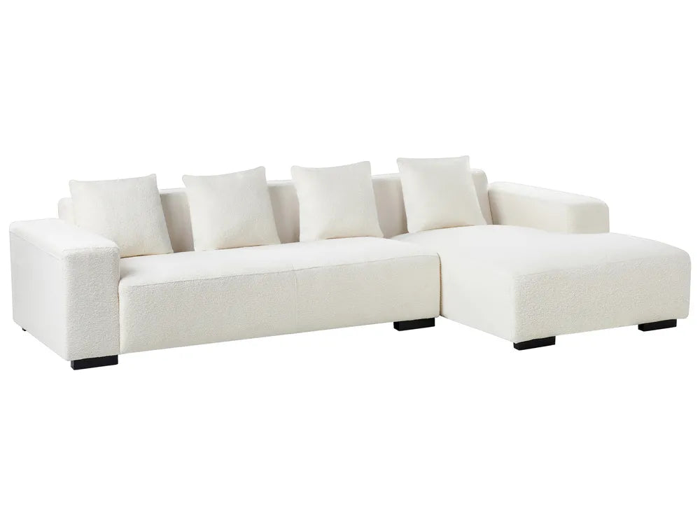 Corner Sofa 4 Seater Boucle White Left Hand Lecanto