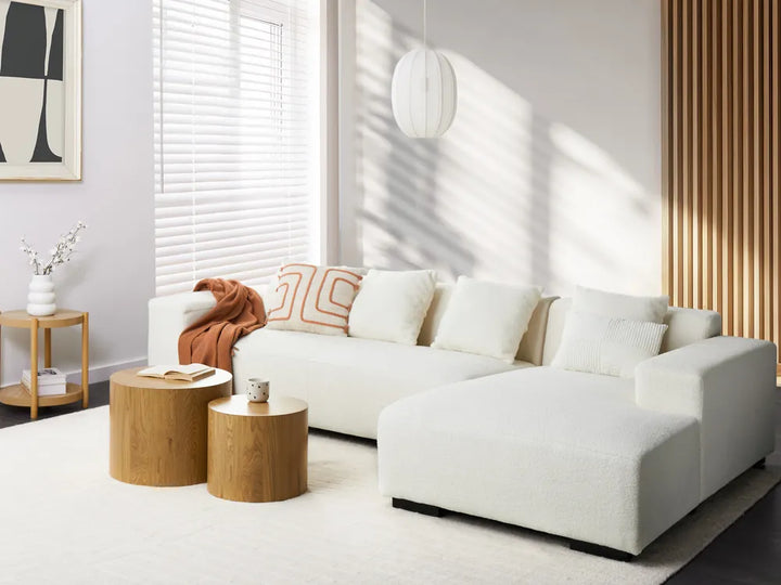 Corner Sofa 4 Seater Boucle White Left Hand Lecanto