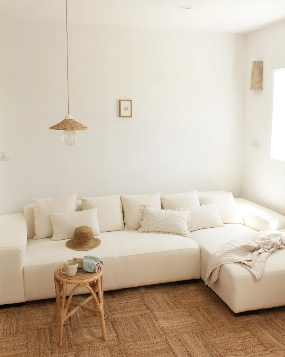 Corner Sofa 4 Seater Boucle White Left Hand Lecanto