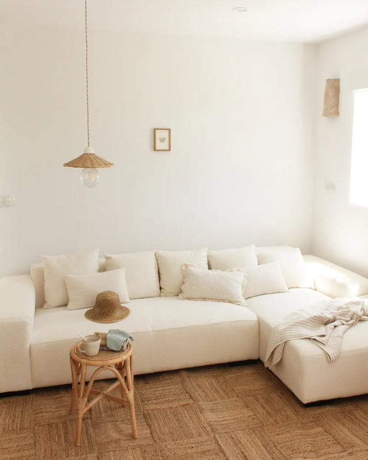 Corner Sofa 4 Seater Boucle White Left Hand Lecanto