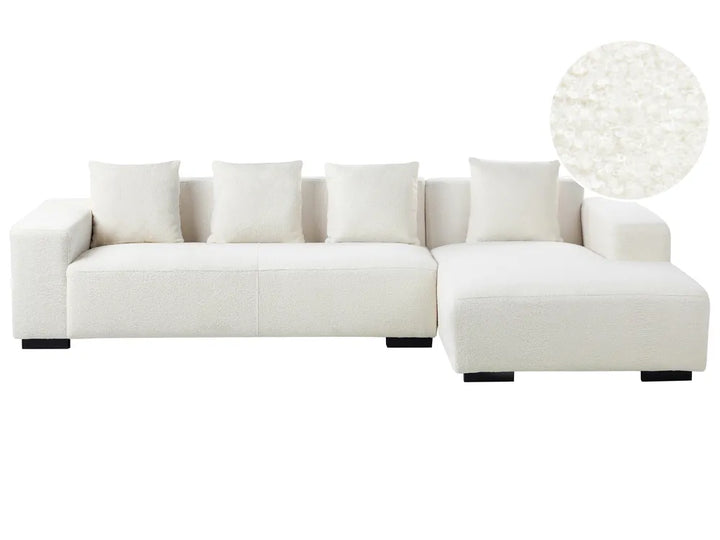 Corner Sofa 4 Seater Boucle White Left Hand Lecanto