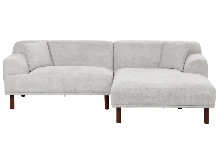 Corner Sofa 3 Seater Fabric Light Grey Left Hand Brekyn