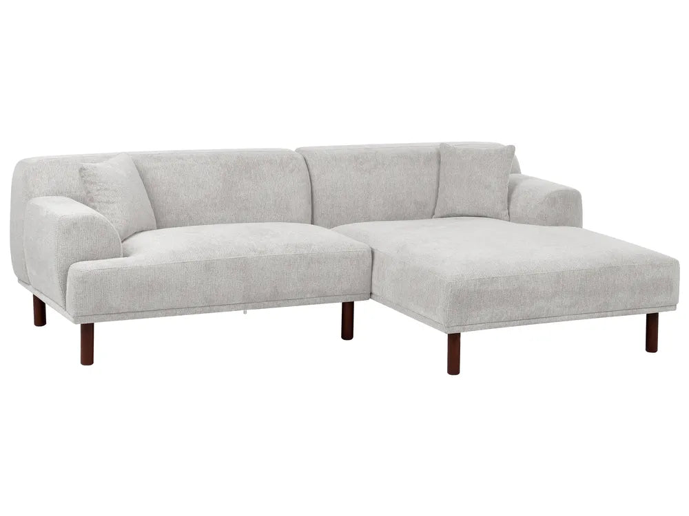 Corner Sofa 3 Seater Fabric Light Grey Left Hand Brekyn