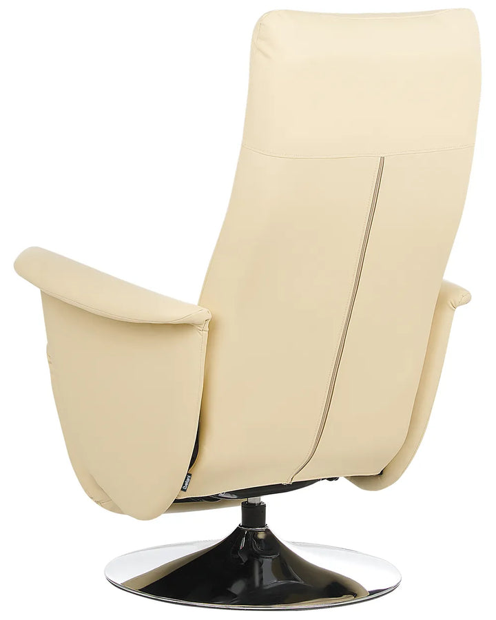 Recliner Chair With Footrest Faux Leather Light Beige Keyri
