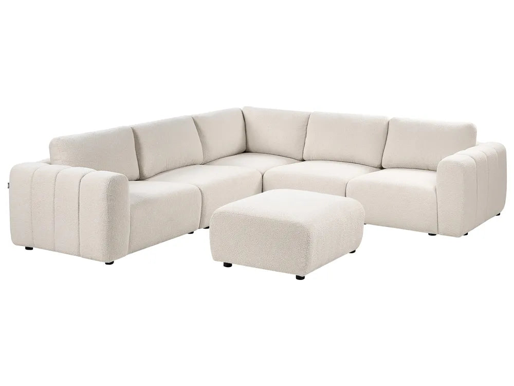 18/08/2026 Modular Corner Sofa 5 Seater Boucle Off-White Right Hand Regeani