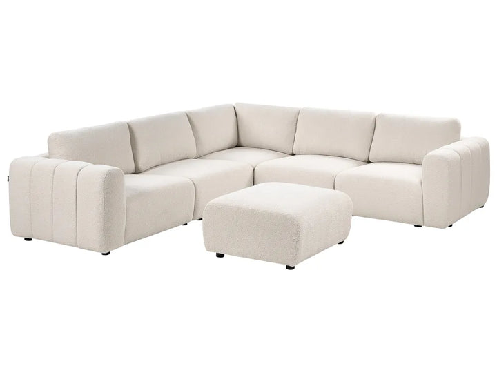 18/08/2026 Modular Corner Sofa 5 Seater Boucle Off-White Right Hand Regeani