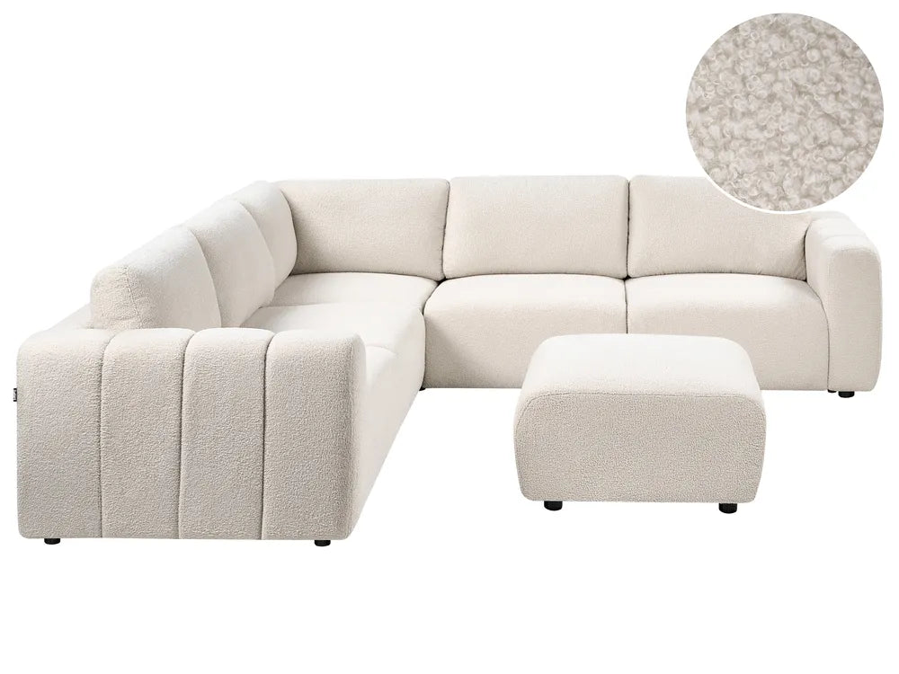 18/08/2026 Modular Corner Sofa 5 Seater Boucle Off-White Right Hand Regeani