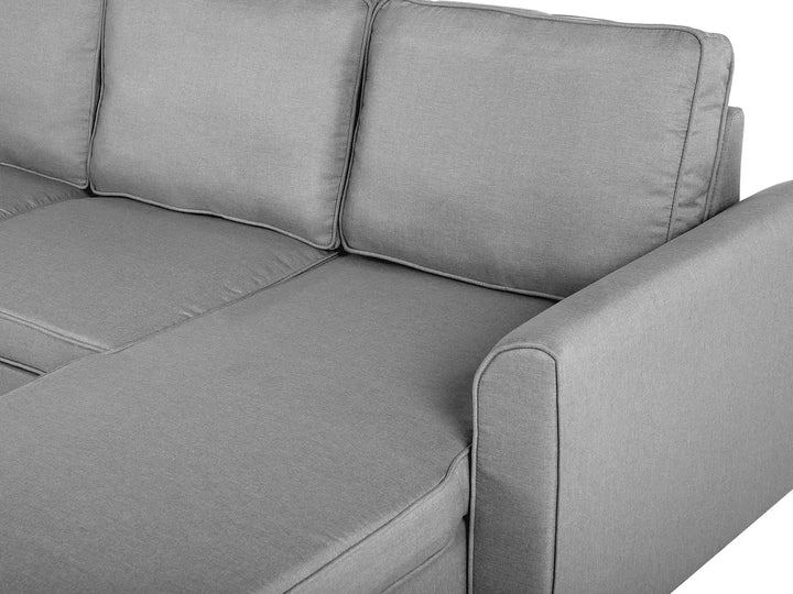 Corner Sofa Bed 3 Seater Fabric Light Grey with Storage Left Hand Mauralia