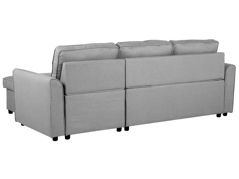 Corner Sofa Bed 3 Seater Fabric Light Grey with Storage Left Hand Mauralia