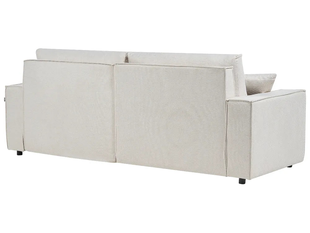 Sofa Bed 3 Seater Fabric Light Beige with Storage Left Hand Fairbairn