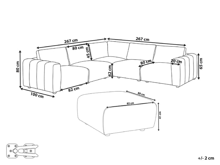 Modular Corner Sofa 5 Seater Boucle Beige Left Hand Regeani