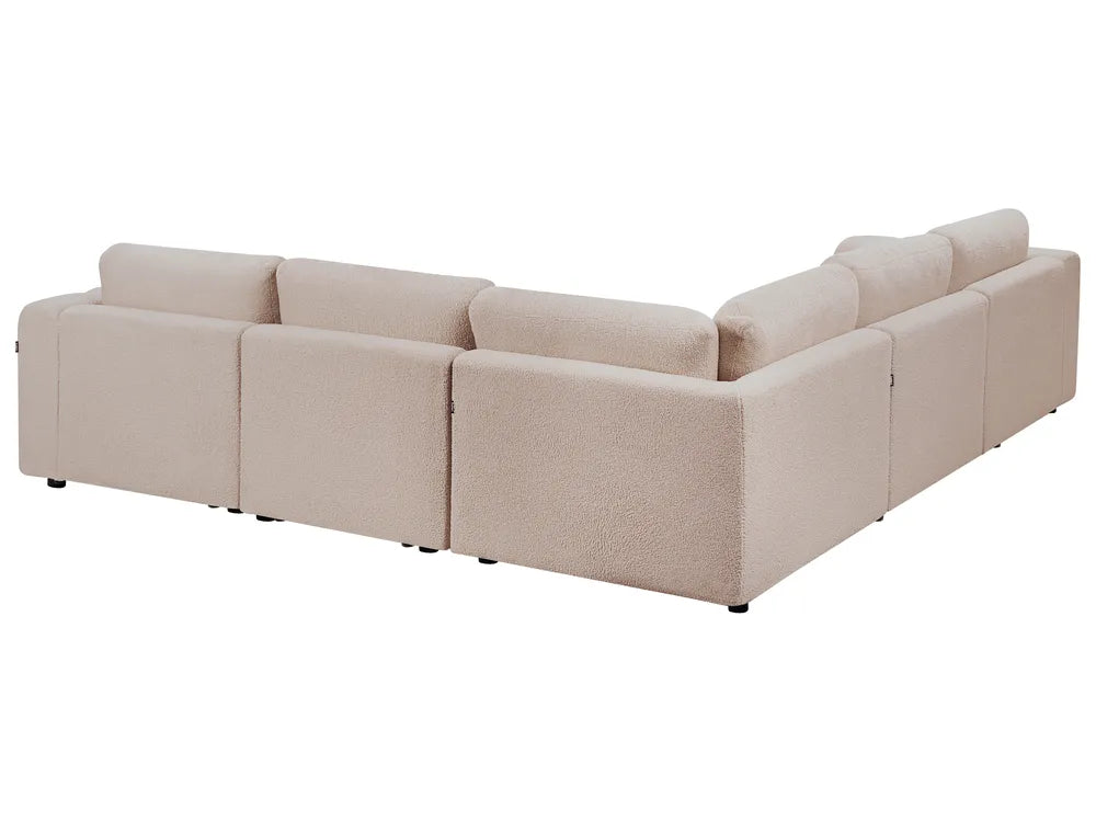 Modular Corner Sofa 5 Seater Boucle Beige Left Hand Regeani